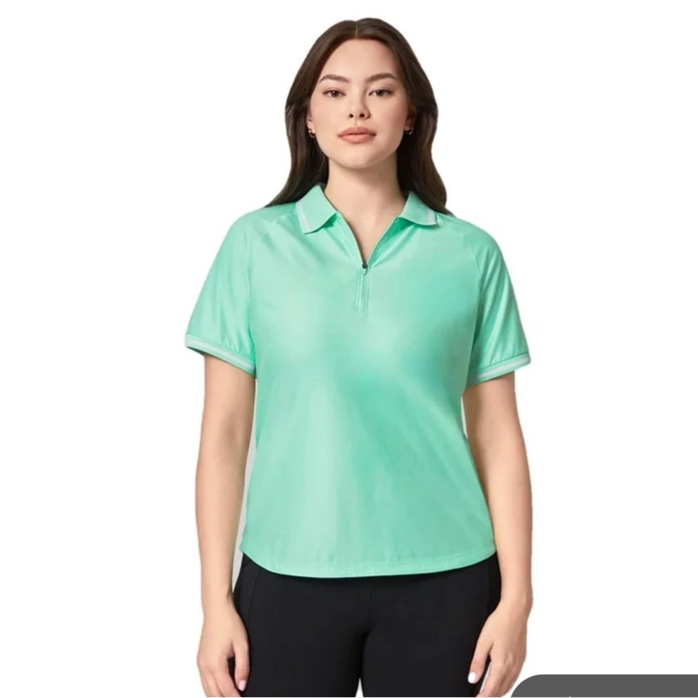 Mint Green Mondetta 1/4 zip polo shirt